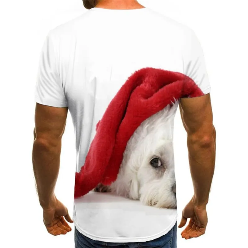 New Year T shirts Men Animal Tshirts Casual Christmas T-shirts Graphic Dog Tshirts Cool