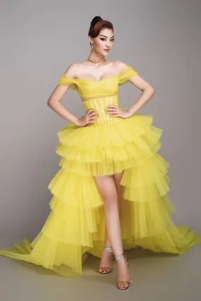 Off-The-Shoulder Corset Tulle Dress
