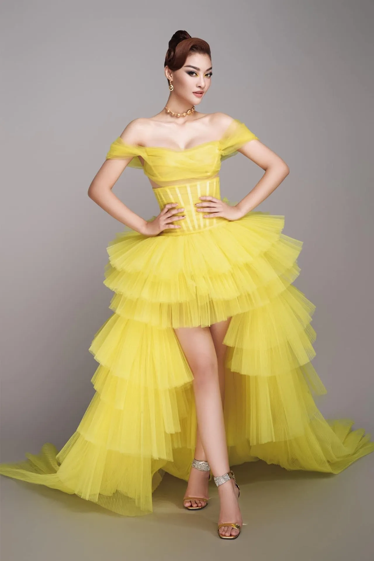 Off-The-Shoulder Corset Tulle Dress