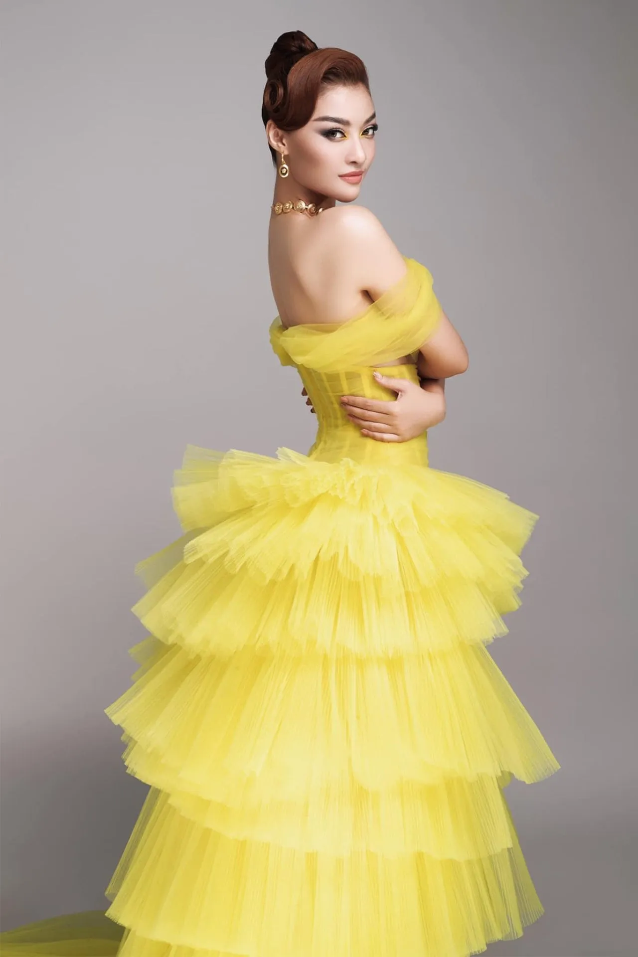 Off-The-Shoulder Corset Tulle Dress