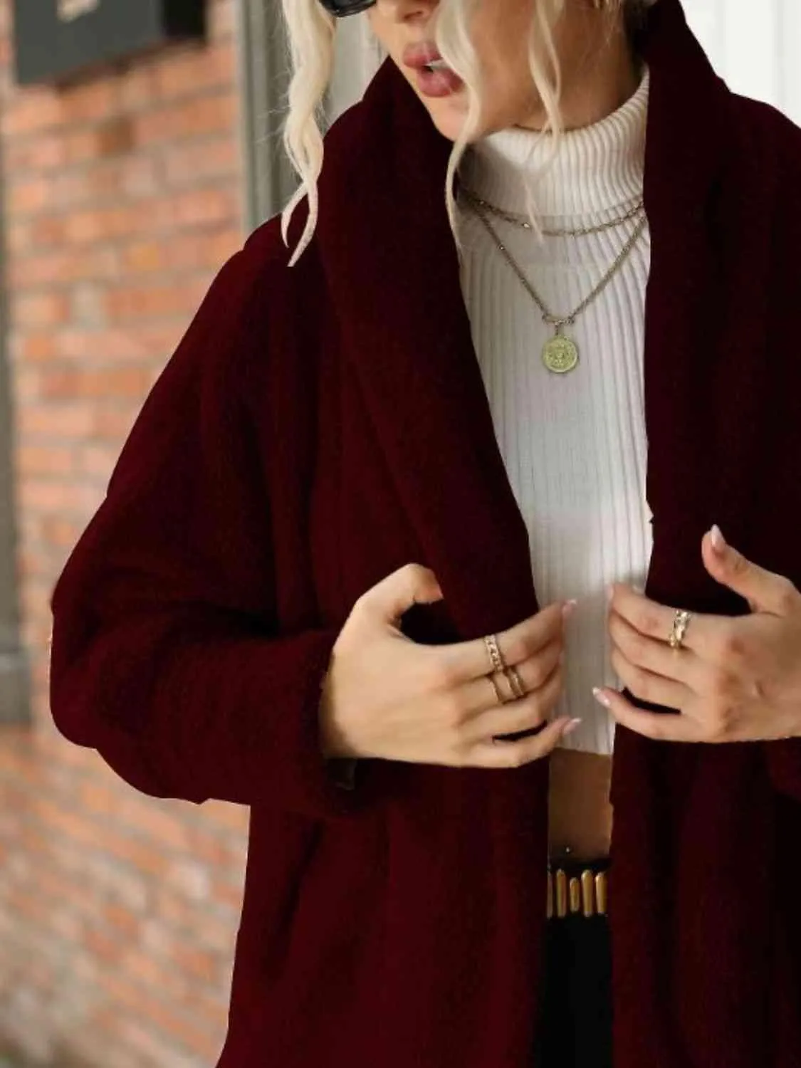 Open Front Teddy Coat With Hood
