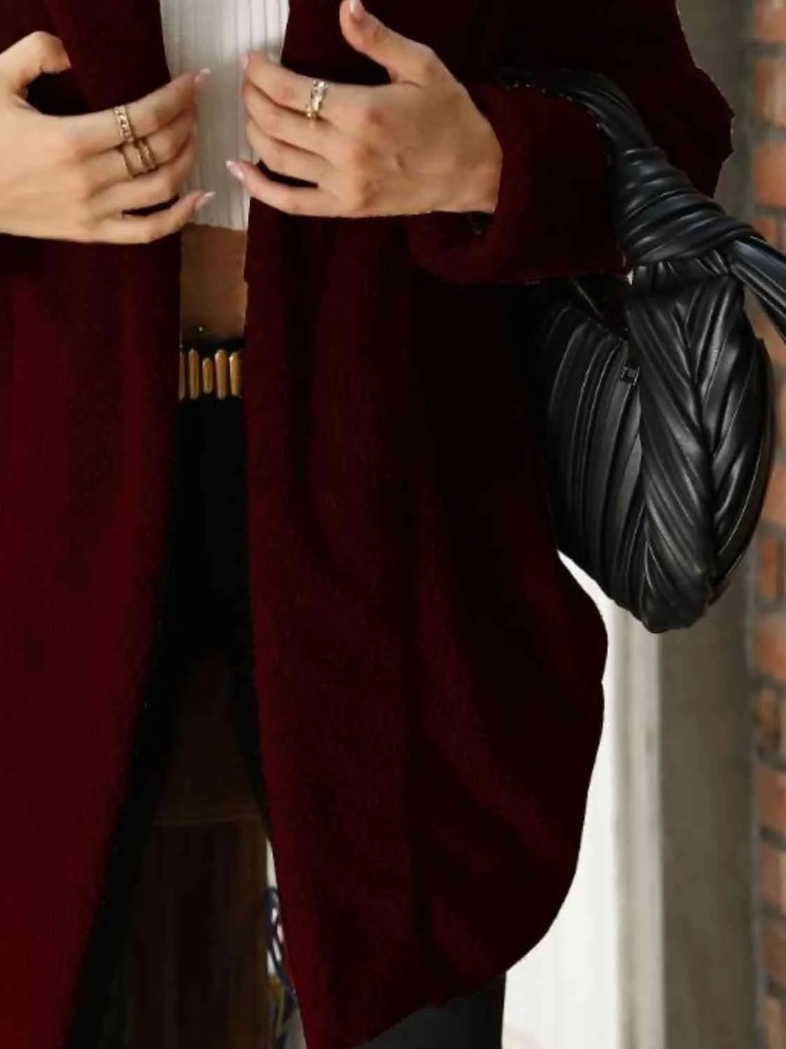 Open Front Teddy Coat With Hood