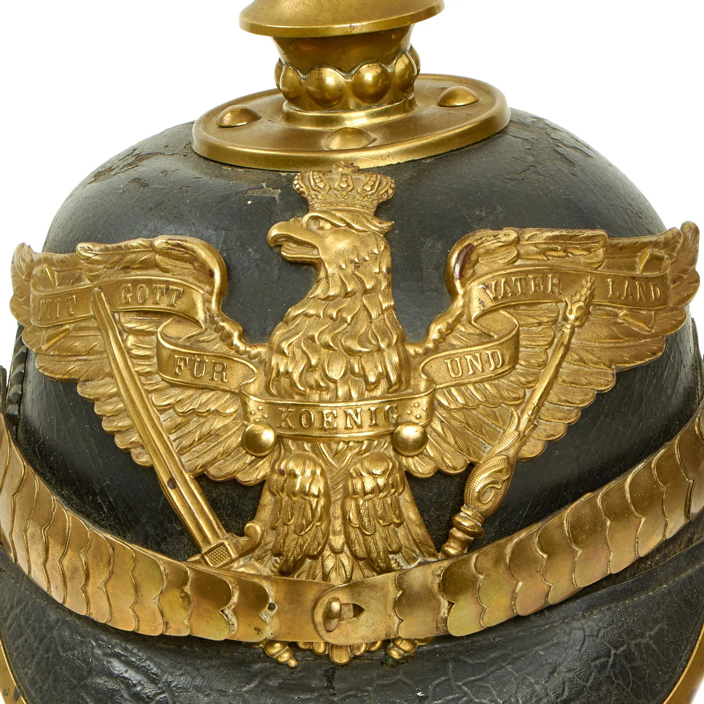 Original German Prussian M1871 Garde Infantry EM-NCO Pickelhaube Helmet- Dated 1887