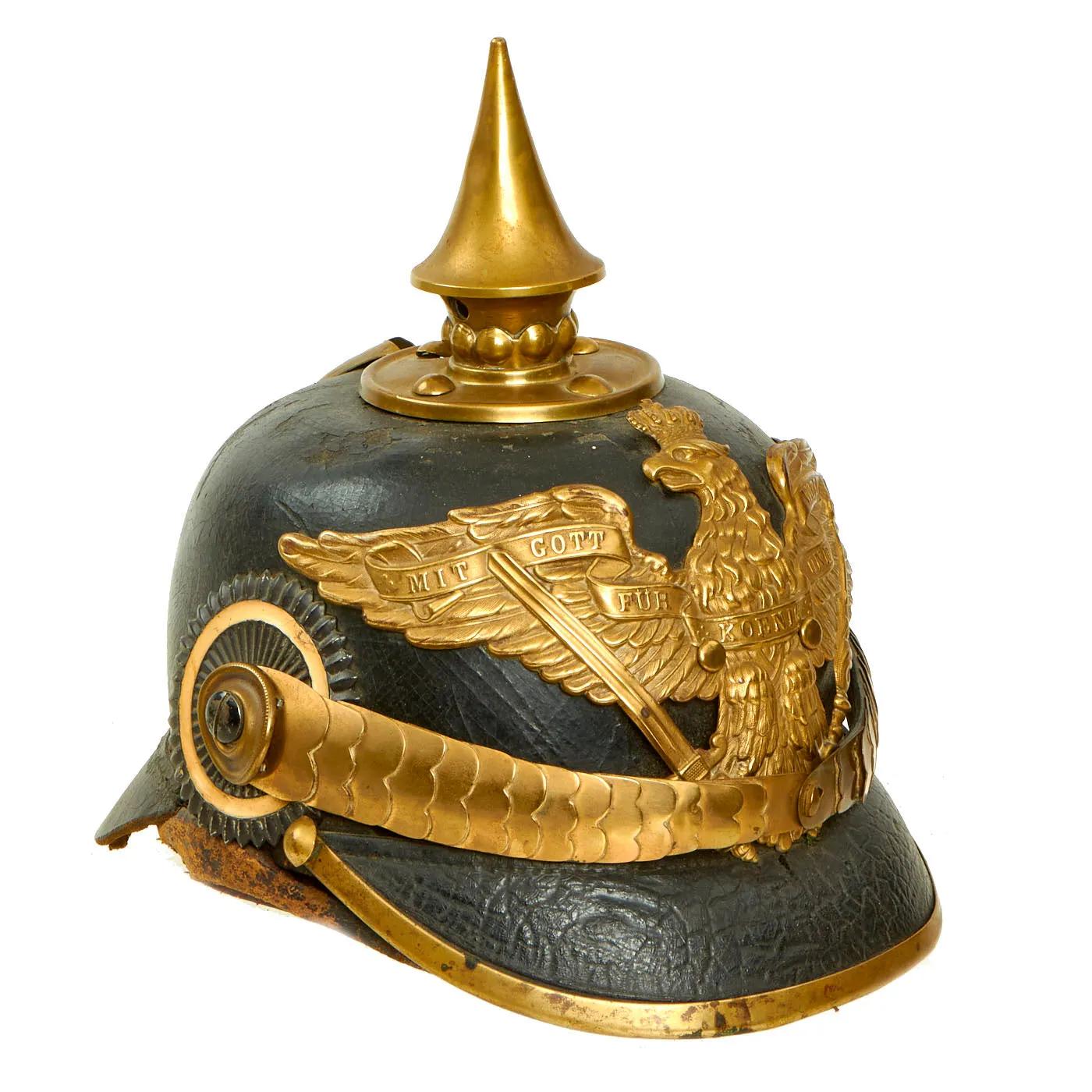 Original German Prussian M1871 Garde Infantry EM-NCO Pickelhaube Helmet- Dated 1887