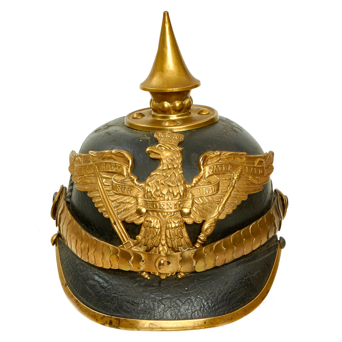 Original German Prussian M1871 Garde Infantry EM-NCO Pickelhaube Helmet- Dated 1887