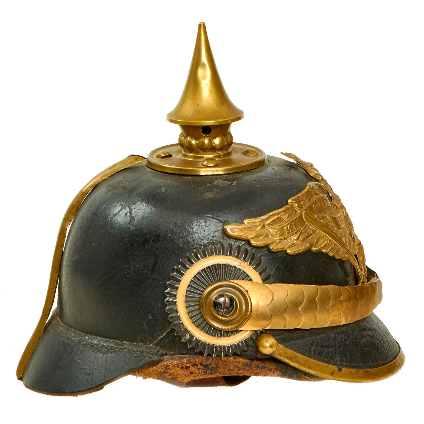 Original German Prussian M1871 Garde Infantry EM-NCO Pickelhaube Helmet- Dated 1887
