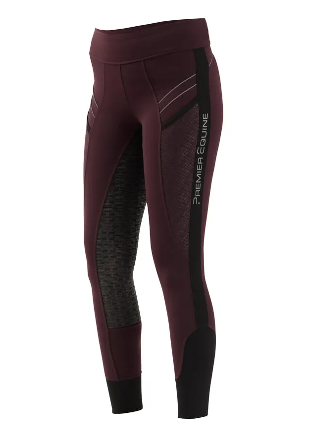 PE Ronia Ladies Gel Pull On Riding Tights (phone pocket) - grey, navy, burgundy