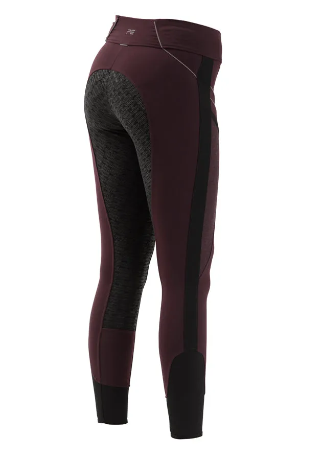 PE Ronia Ladies Gel Pull On Riding Tights (phone pocket) - grey, navy, burgundy