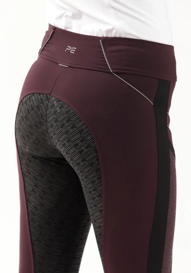 PE Ronia Ladies Gel Pull On Riding Tights (phone pocket) - grey, navy, burgundy