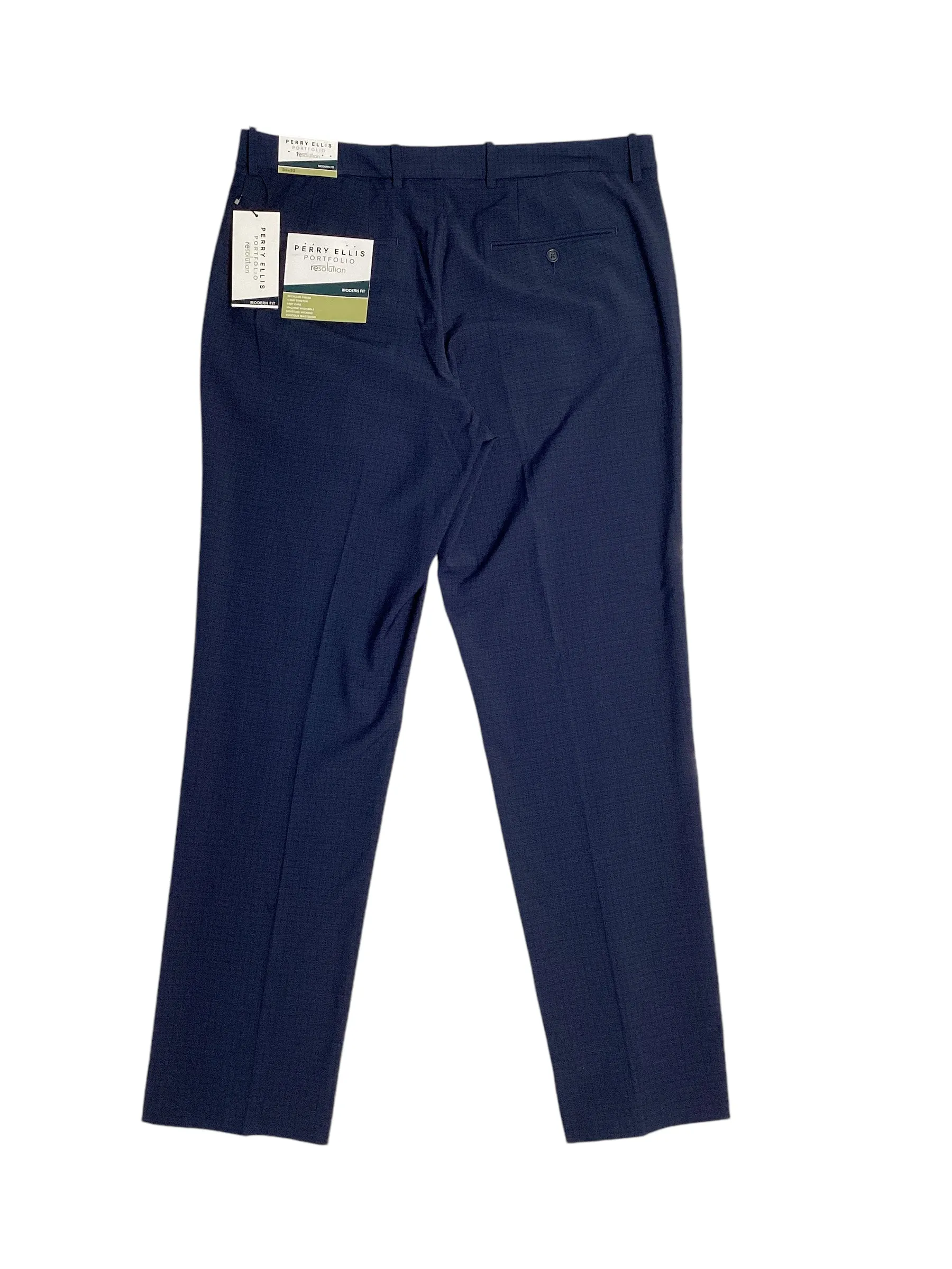 Perry Ellis Portfolio Mens Modern Fit Dress Pants Navy Blue 42 x 30