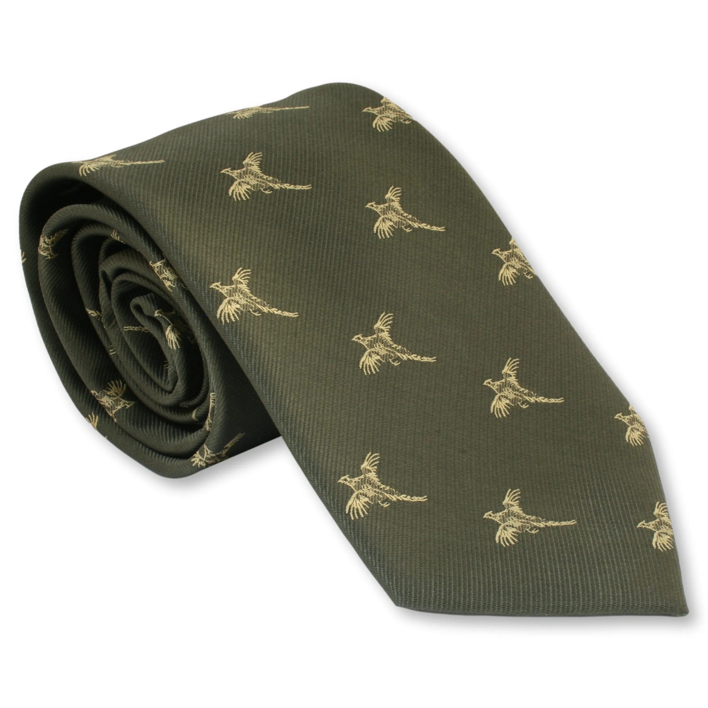 Pheasant Tie Shooting Necktie In Blue Red Or Green