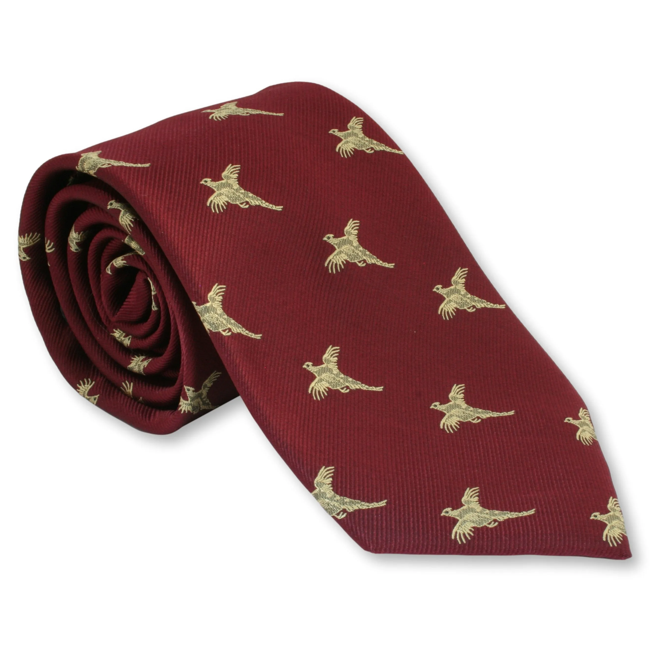 Pheasant Tie Shooting Necktie In Blue Red Or Green