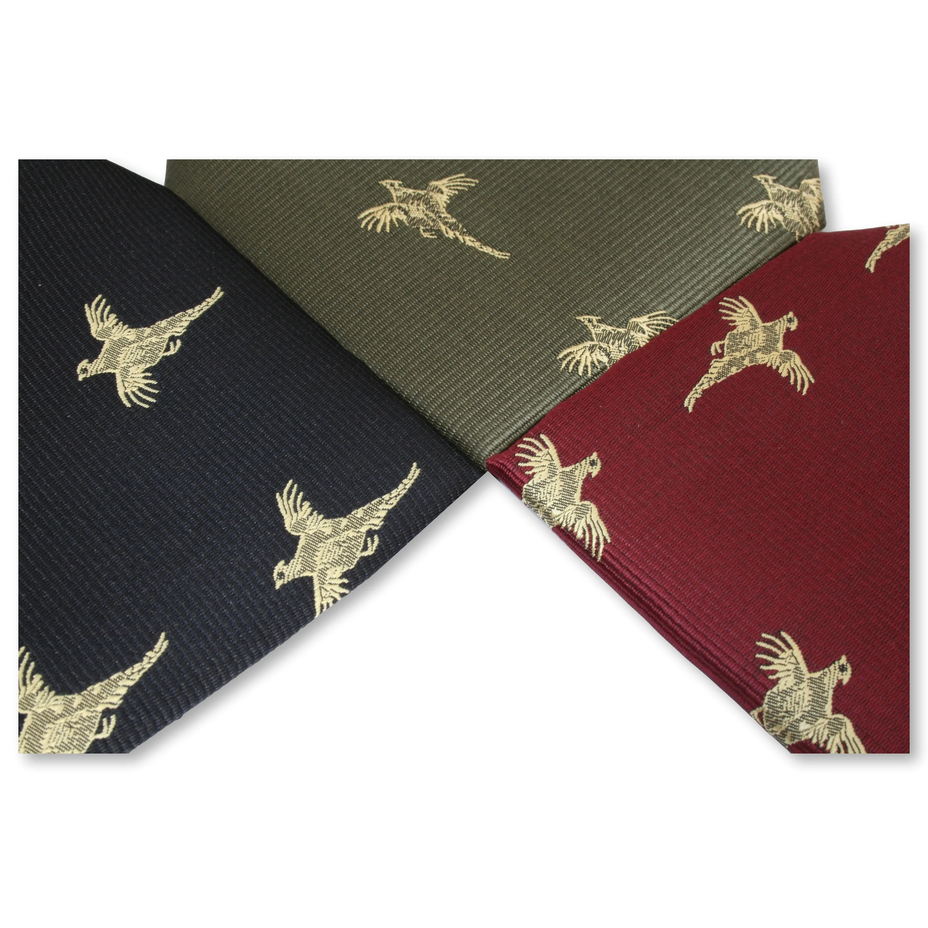 Pheasant Tie Shooting Necktie In Blue Red Or Green