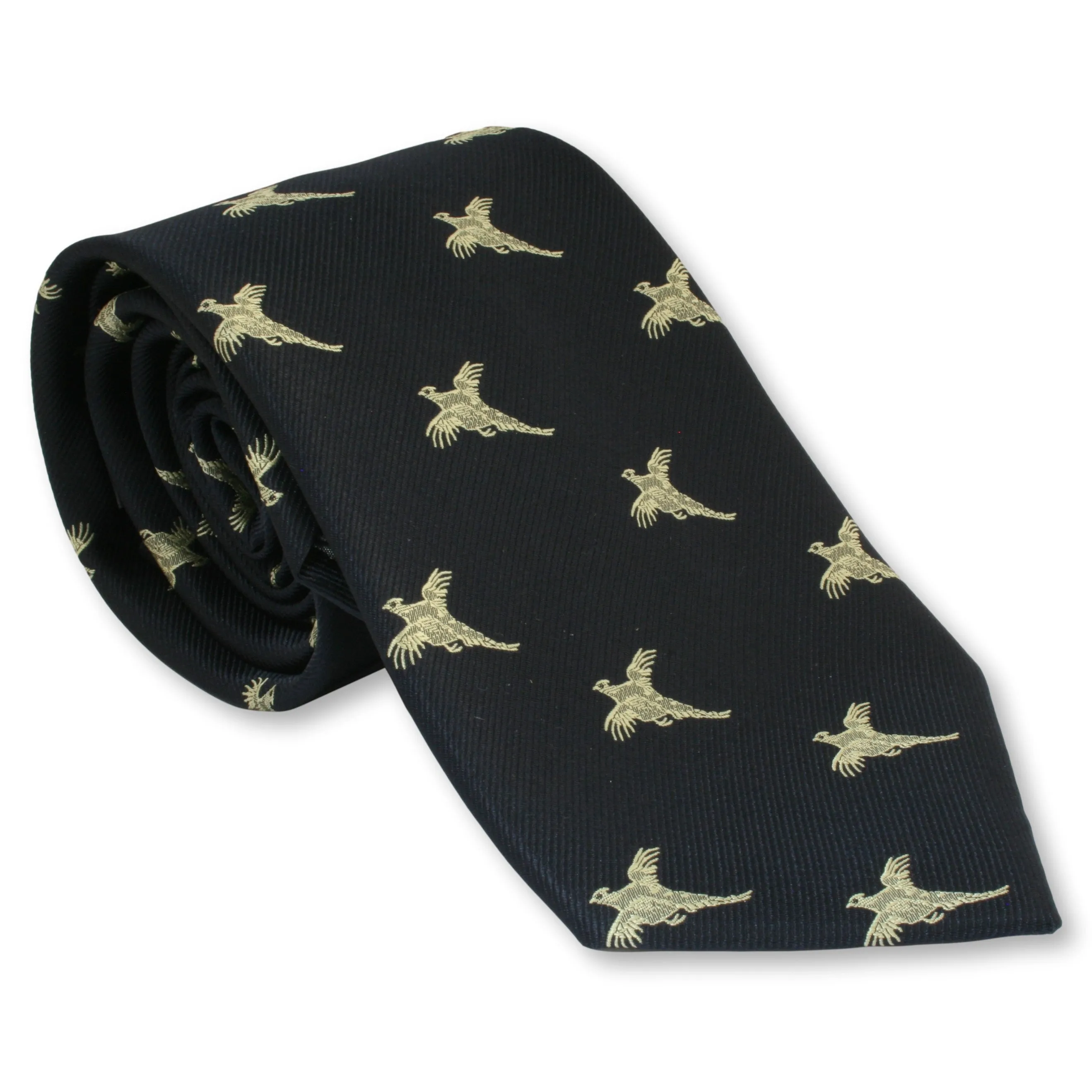 Pheasant Tie Shooting Necktie In Blue Red Or Green