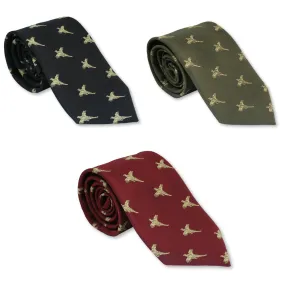 Pheasant Tie Shooting Necktie In Blue Red Or Green