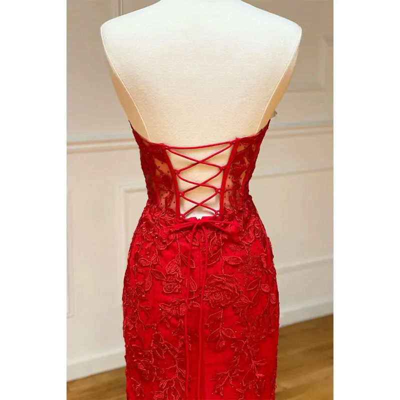 Plunging V-neck Tulle Appliques Mermaid Prom Dress