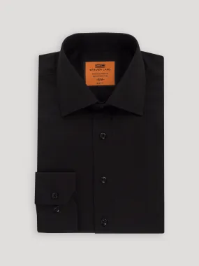 Poplin Dress Shirt | Slim Fit | Button Cuff | 100% Cotton | Black
