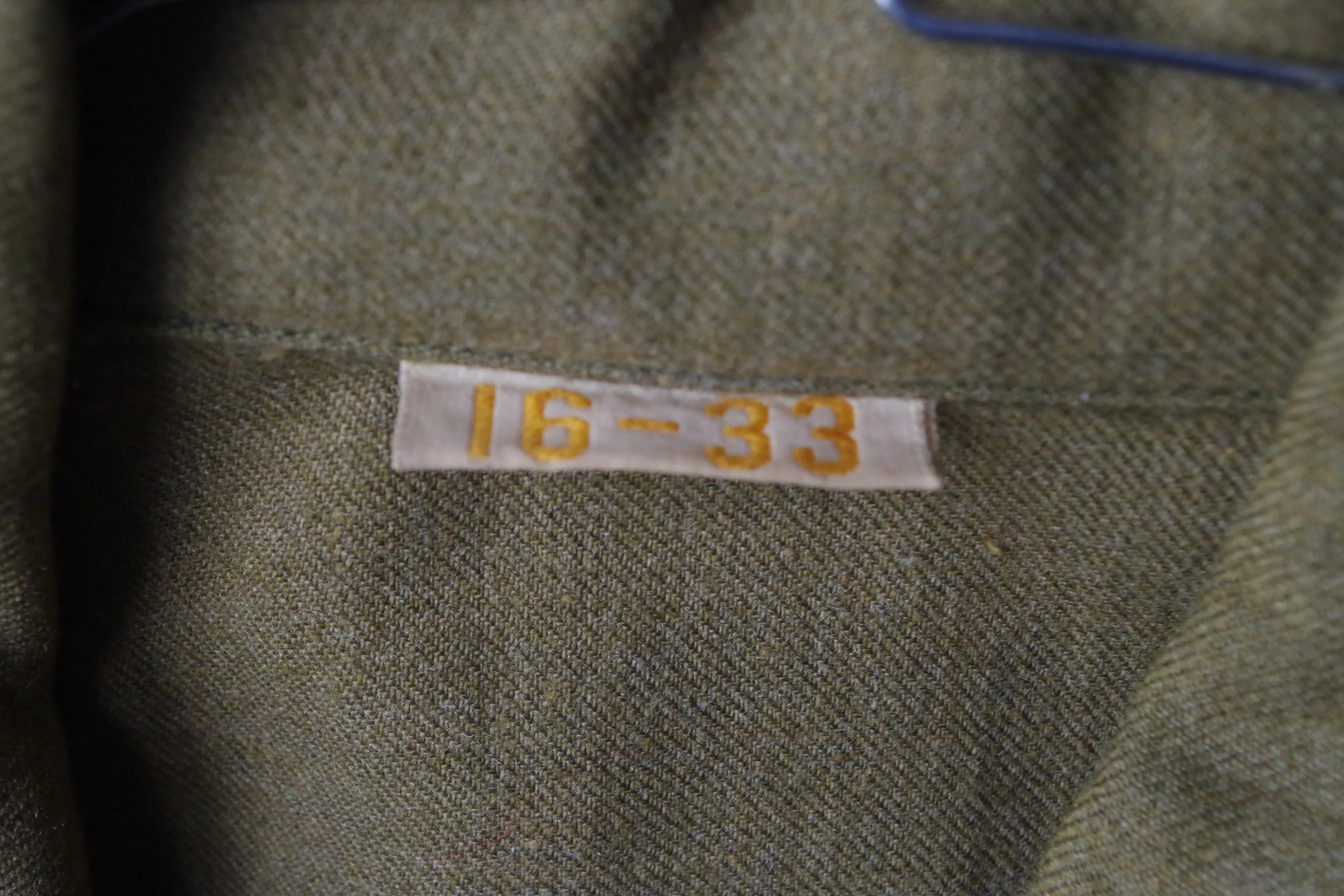 Pristine 1942 Military Olive Green Uniform Shirt - Sz 16 - 33