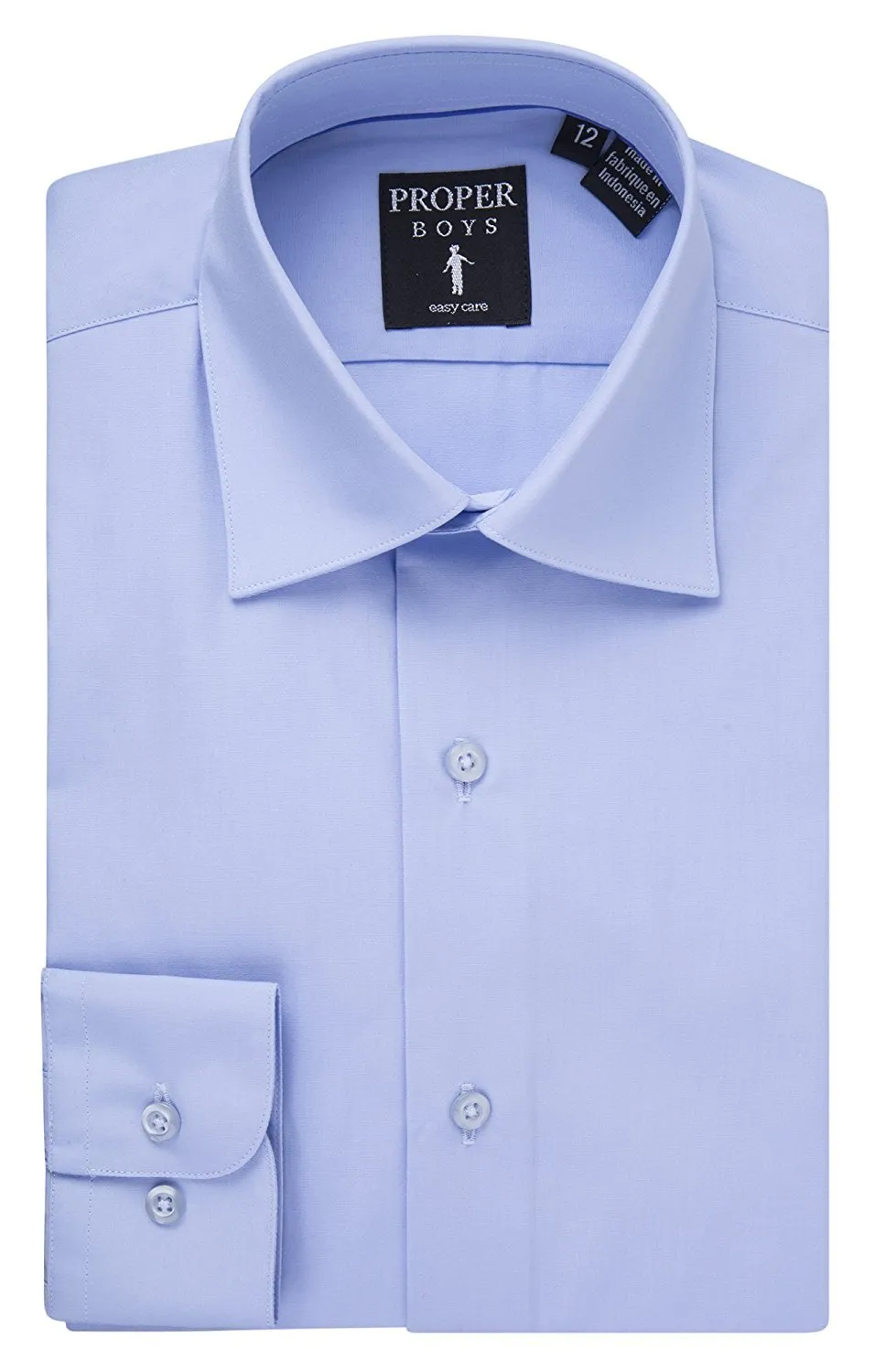 Proper Boy's Regular Fit Long Sleeve Solid Poplin Dress Shirt