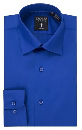 Proper Boy's Regular Fit Long Sleeve Solid Poplin Dress Shirt