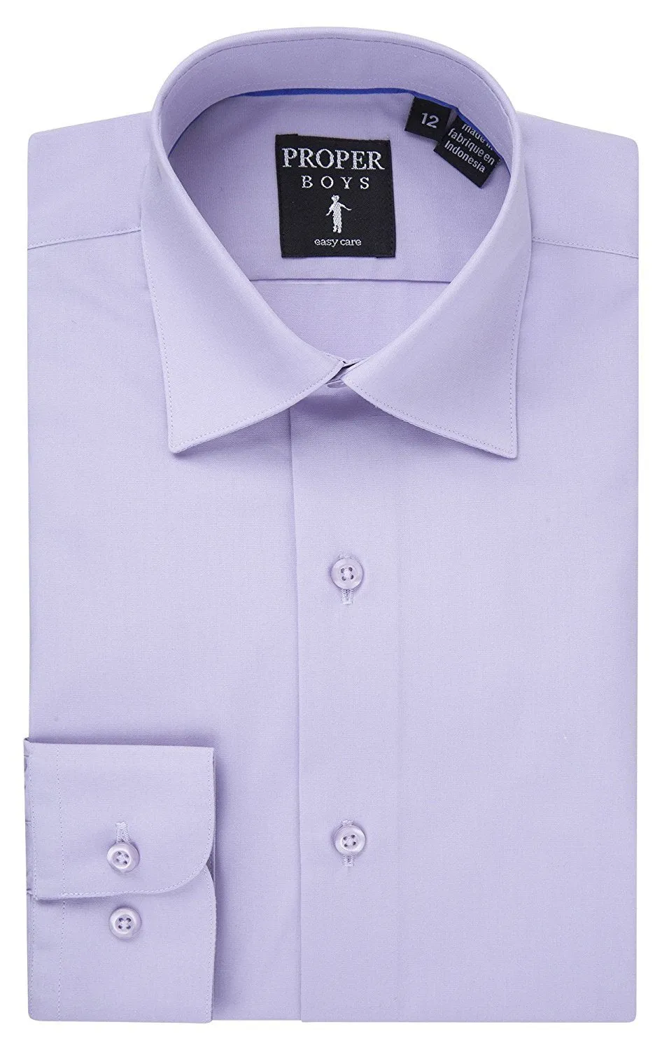 Proper Boy's Regular Fit Long Sleeve Solid Poplin Dress Shirt