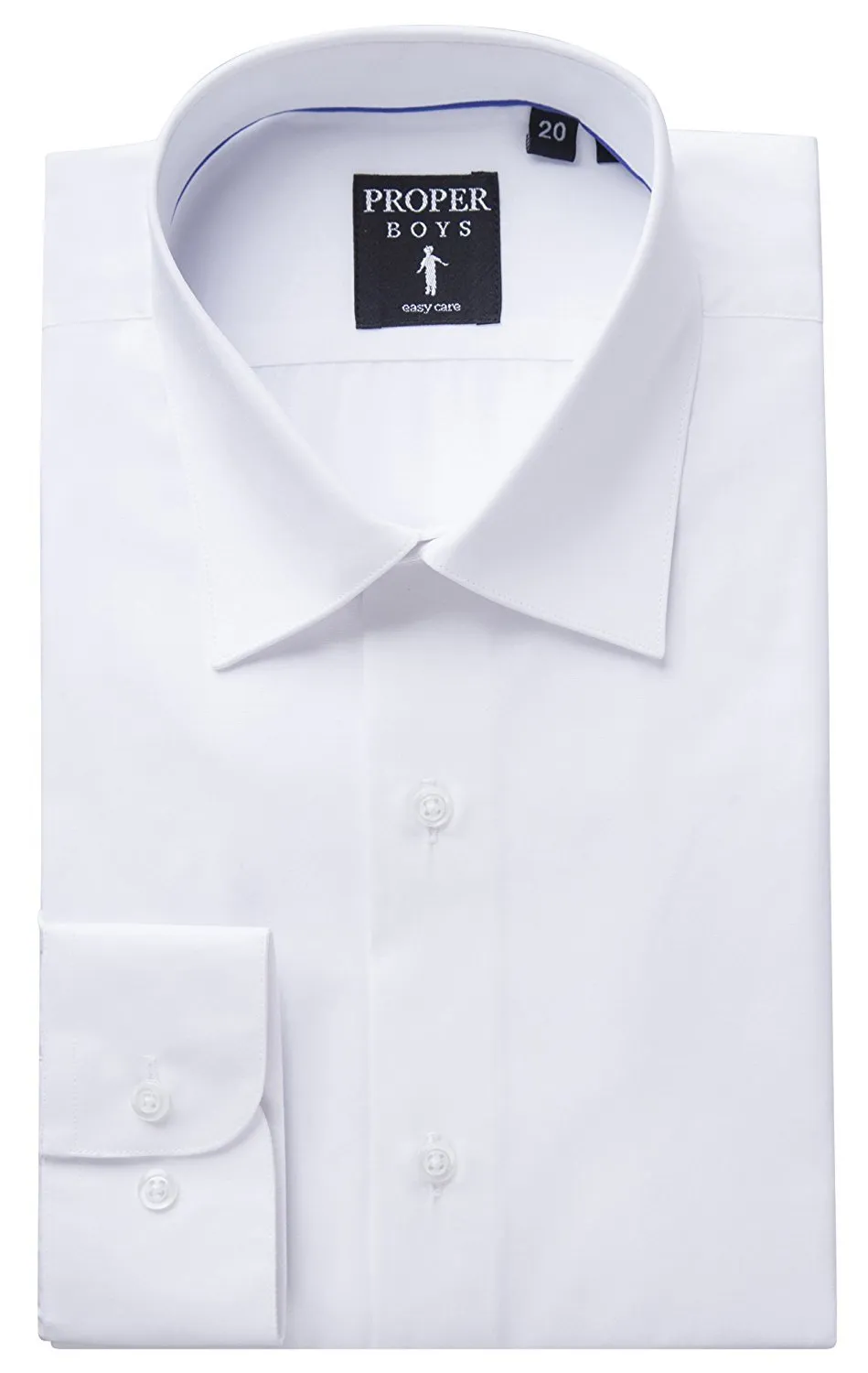 Proper Boy's Regular Fit Long Sleeve Solid Poplin Dress Shirt