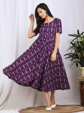 Purple Ikat Cotton 'Aashna' Maxi Dress