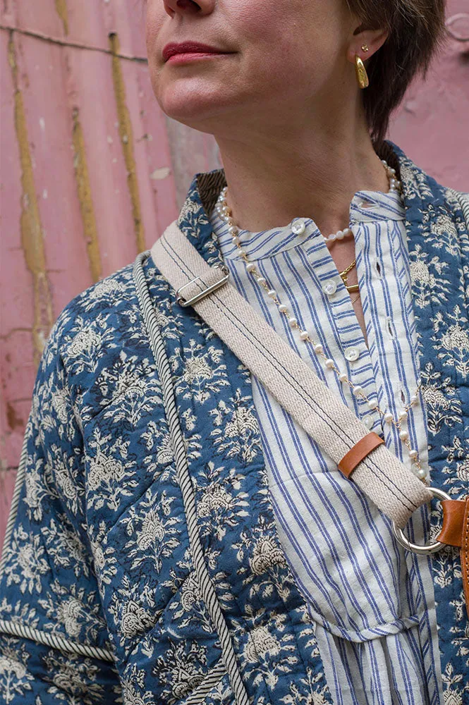 Quilted Blue Block Print Jacket