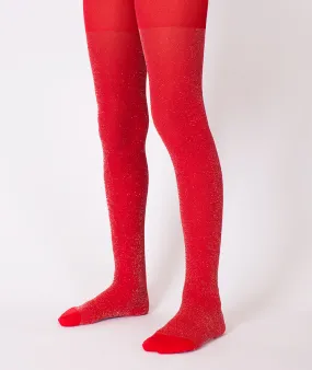 Red Glitter Kids Tights