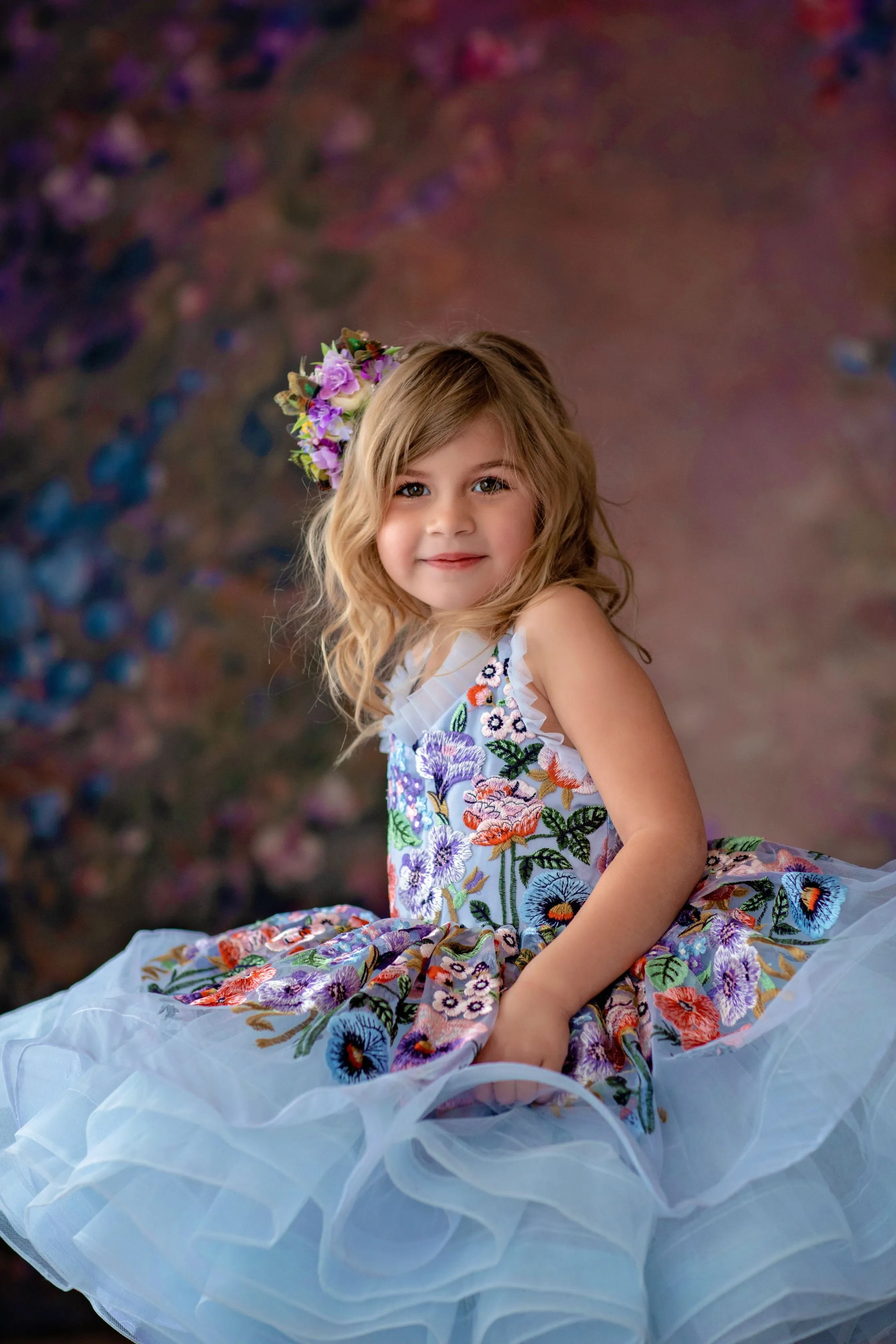 Retired rental "Camille" - Petal Length in Periwinkle ( 4 Year - Petite 5 Year)