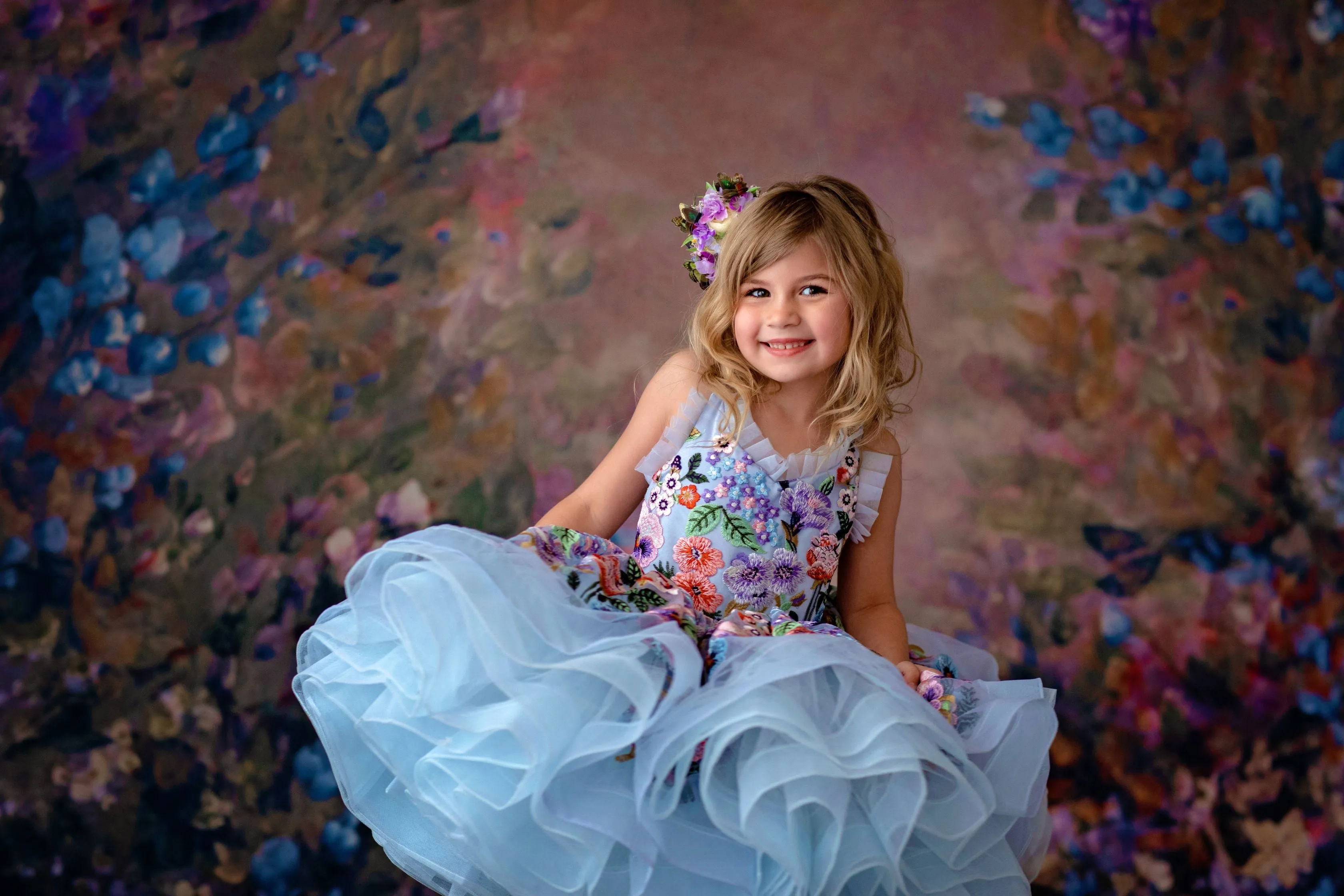 Retired rental "Camille" - Petal Length in Periwinkle ( 4 Year - Petite 5 Year)