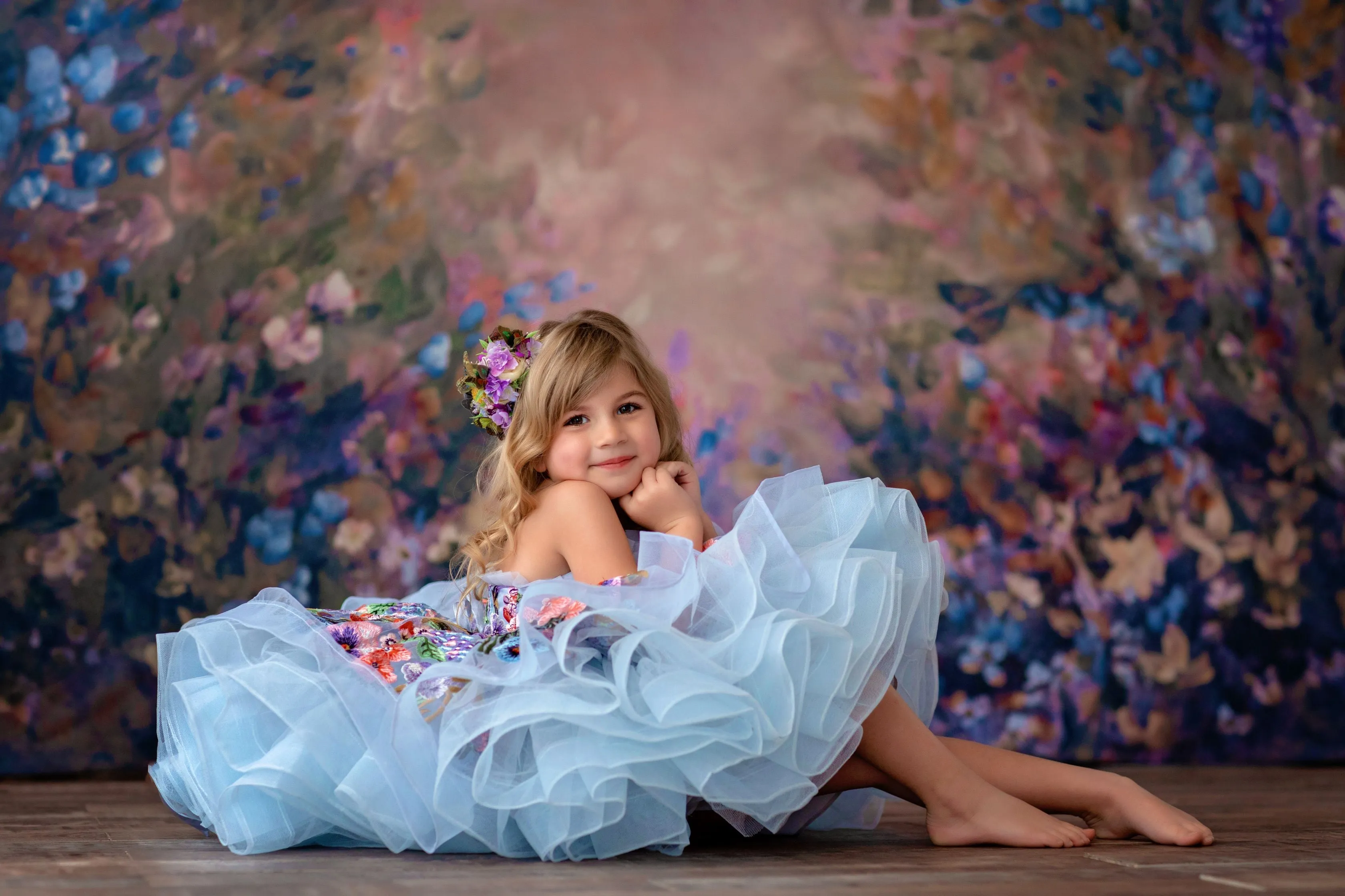 Retired rental "Camille" - Petal Length in Periwinkle ( 4 Year - Petite 5 Year)
