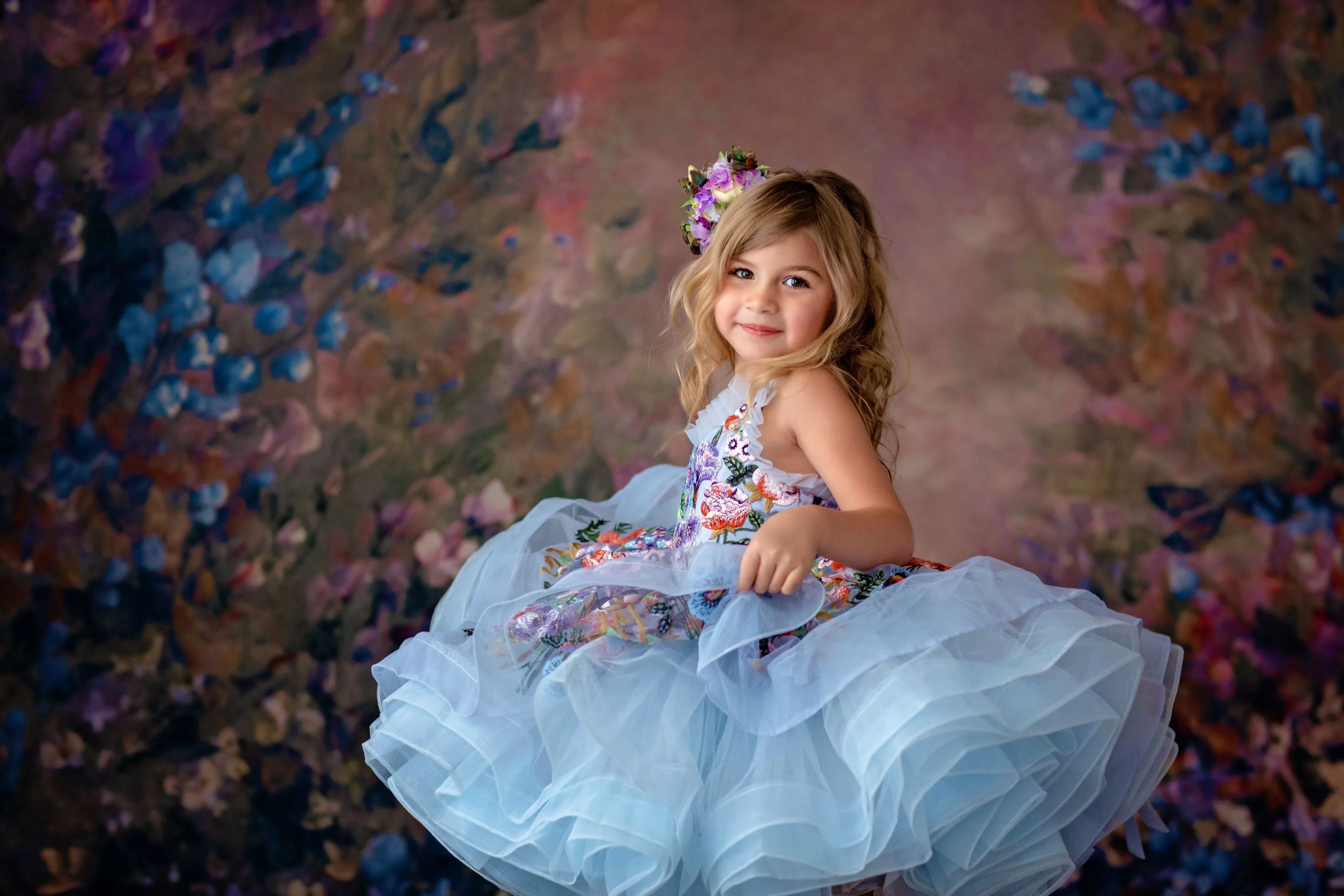 Retired rental "Camille" - Petal Length in Periwinkle ( 4 Year - Petite 5 Year)