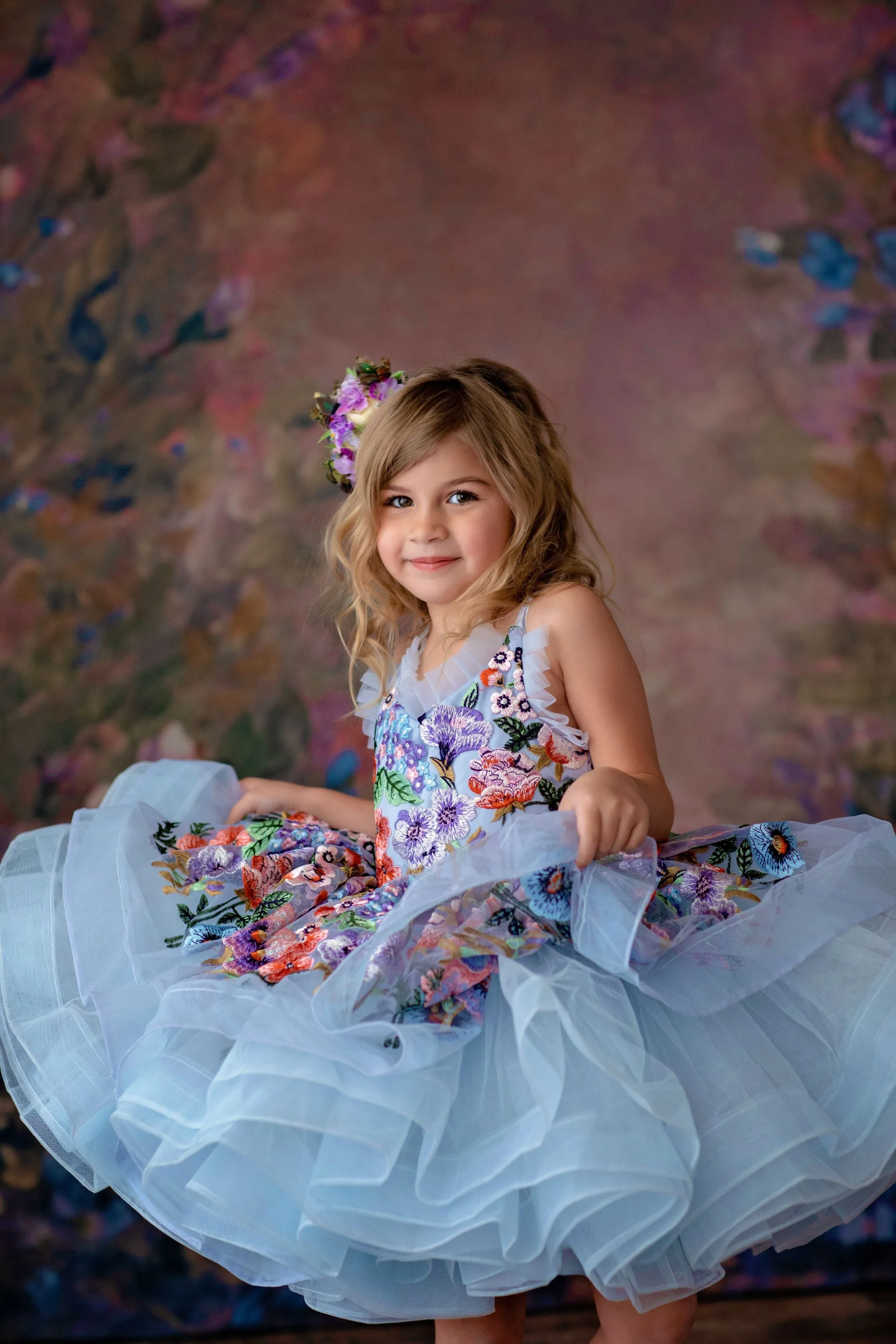Retired rental "Camille" - Petal Length in Periwinkle ( 4 Year - Petite 5 Year)