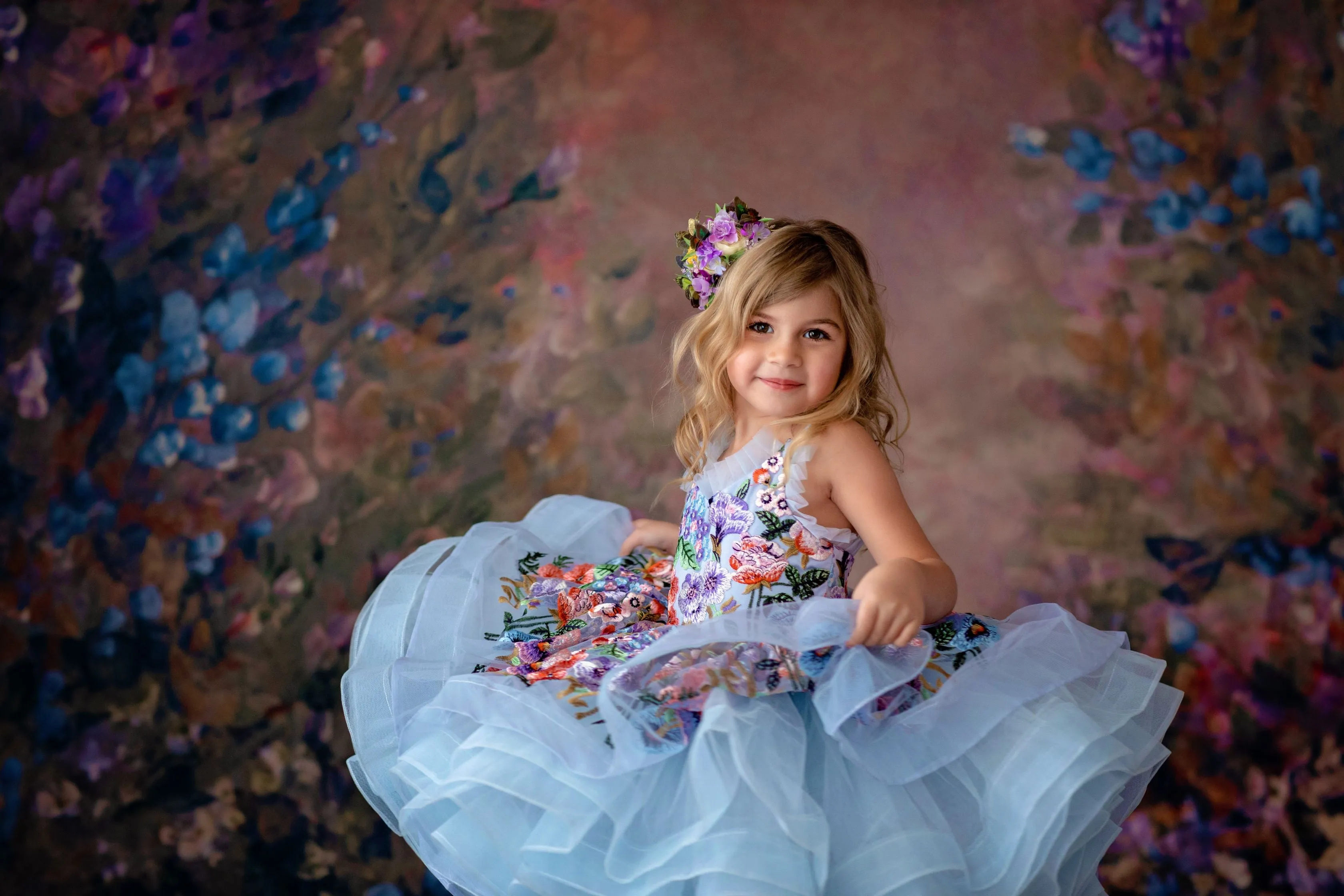 Retired rental "Camille" - Petal Length in Periwinkle ( 4 Year - Petite 5 Year)