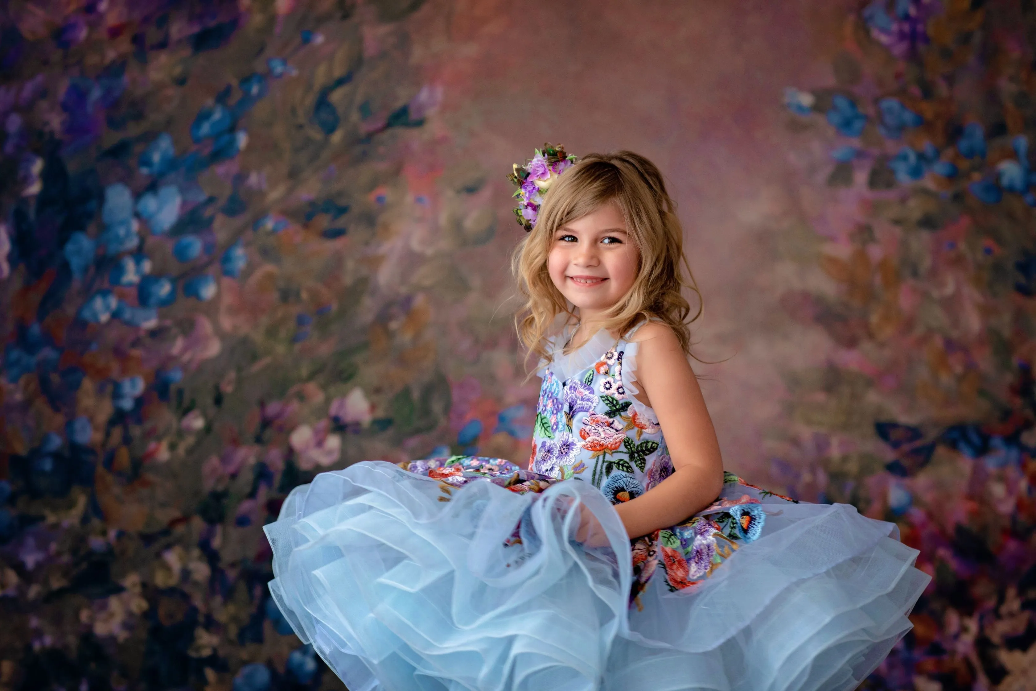 Retired rental "Camille" - Petal Length in Periwinkle ( 4 Year - Petite 5 Year)