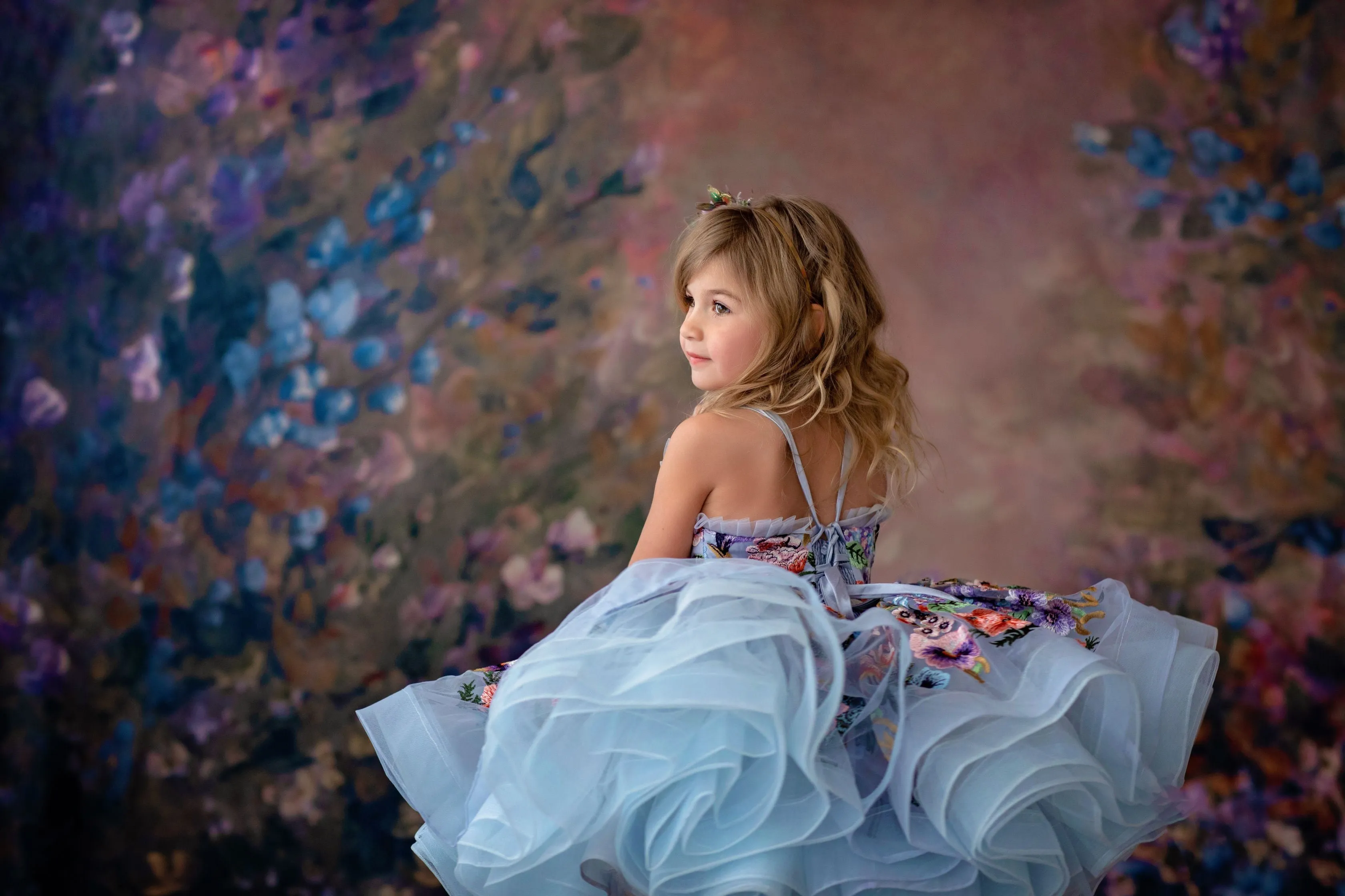 Retired rental "Camille" - Petal Length in Periwinkle ( 4 Year - Petite 5 Year)