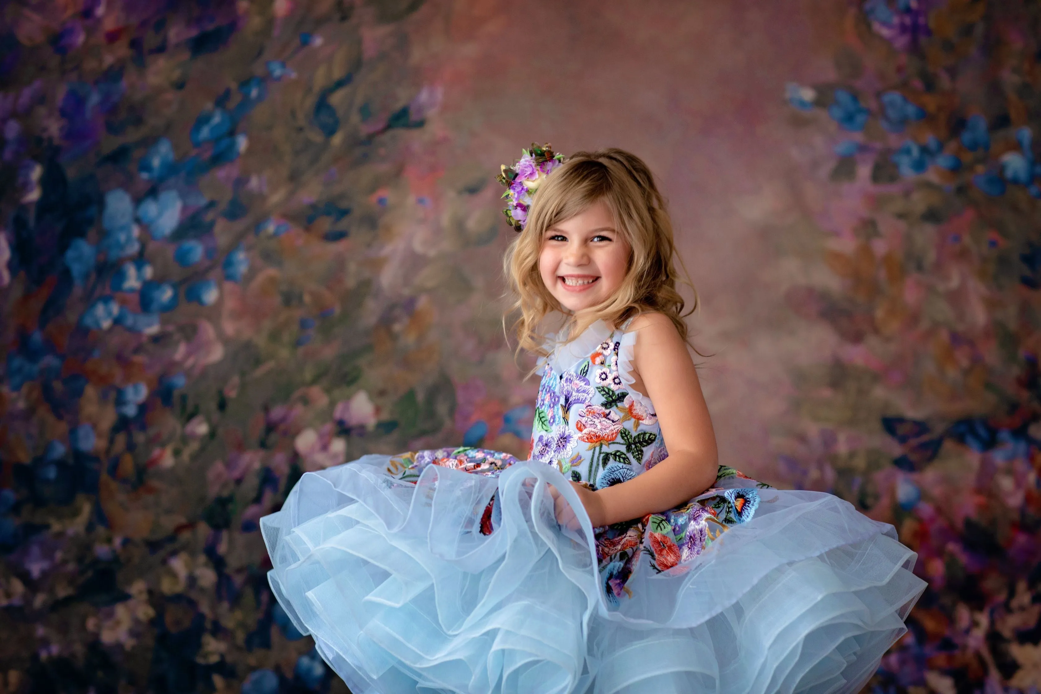 Retired rental "Camille" - Petal Length in Periwinkle ( 4 Year - Petite 5 Year)