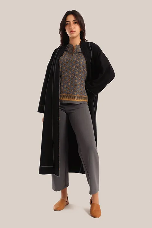 Reversible embroidered cotton coat