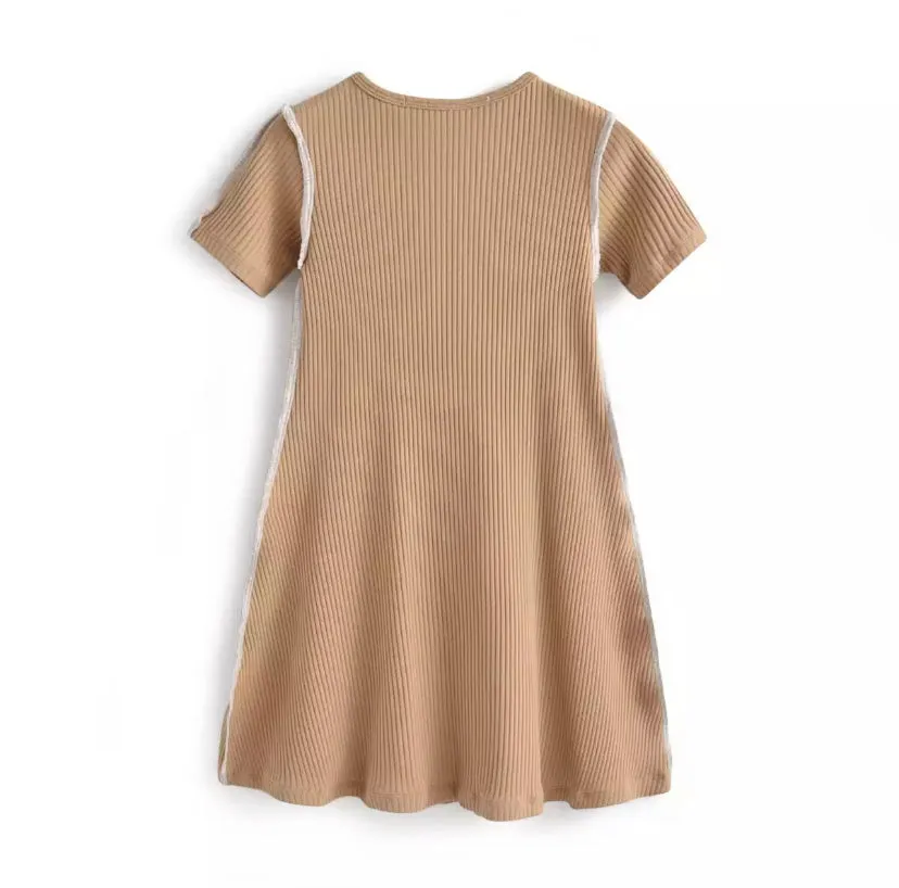 Ribbed Tan Dress