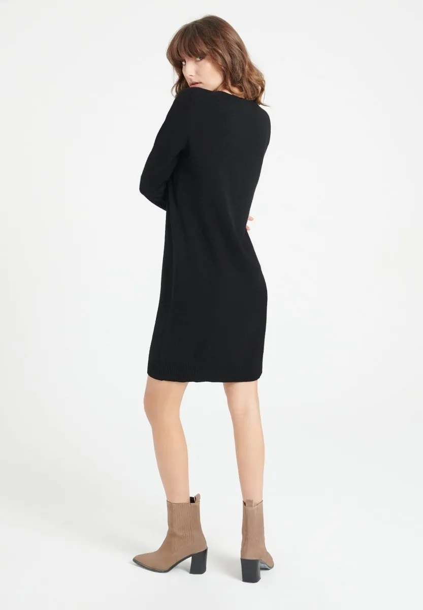 Robe col V cachemire noir femme - LILLY 10