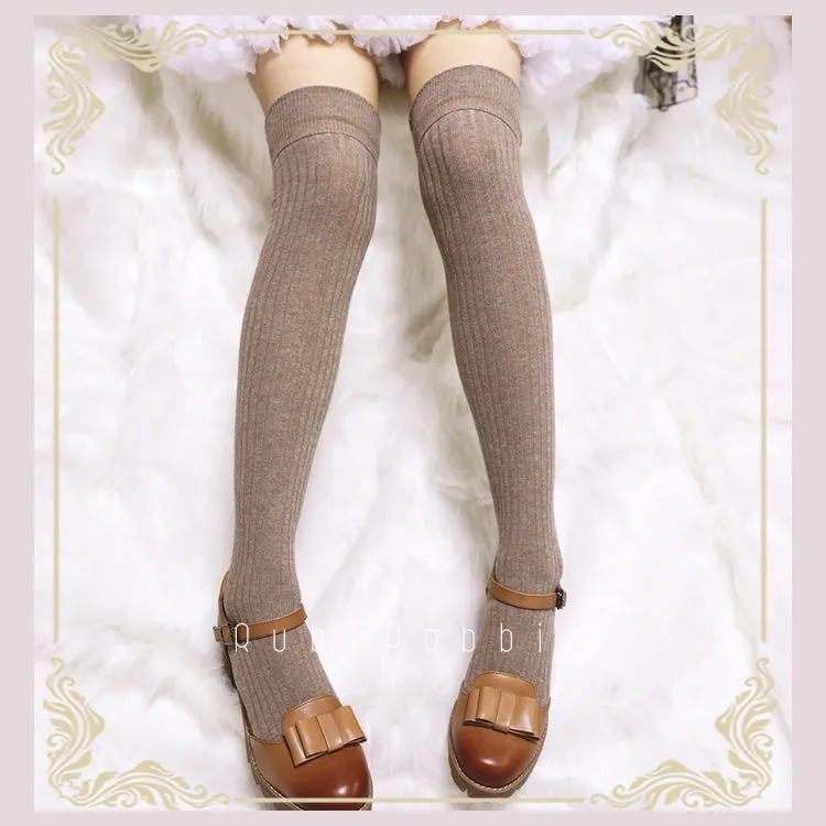 Ruby Rabbit~Pure Color Knee Socks Multicolors
