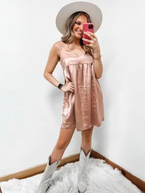 Satin Babydoll Dress-Blush