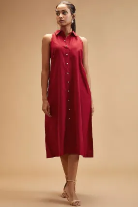 Scarlet Red Shirt Collar Dress