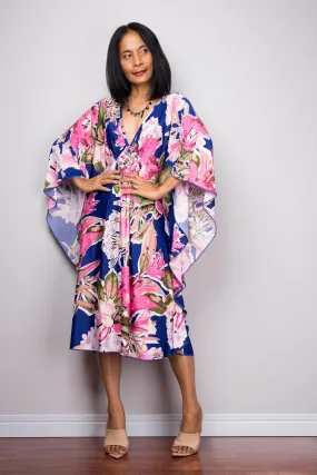 Short Floral Kaftan Dress