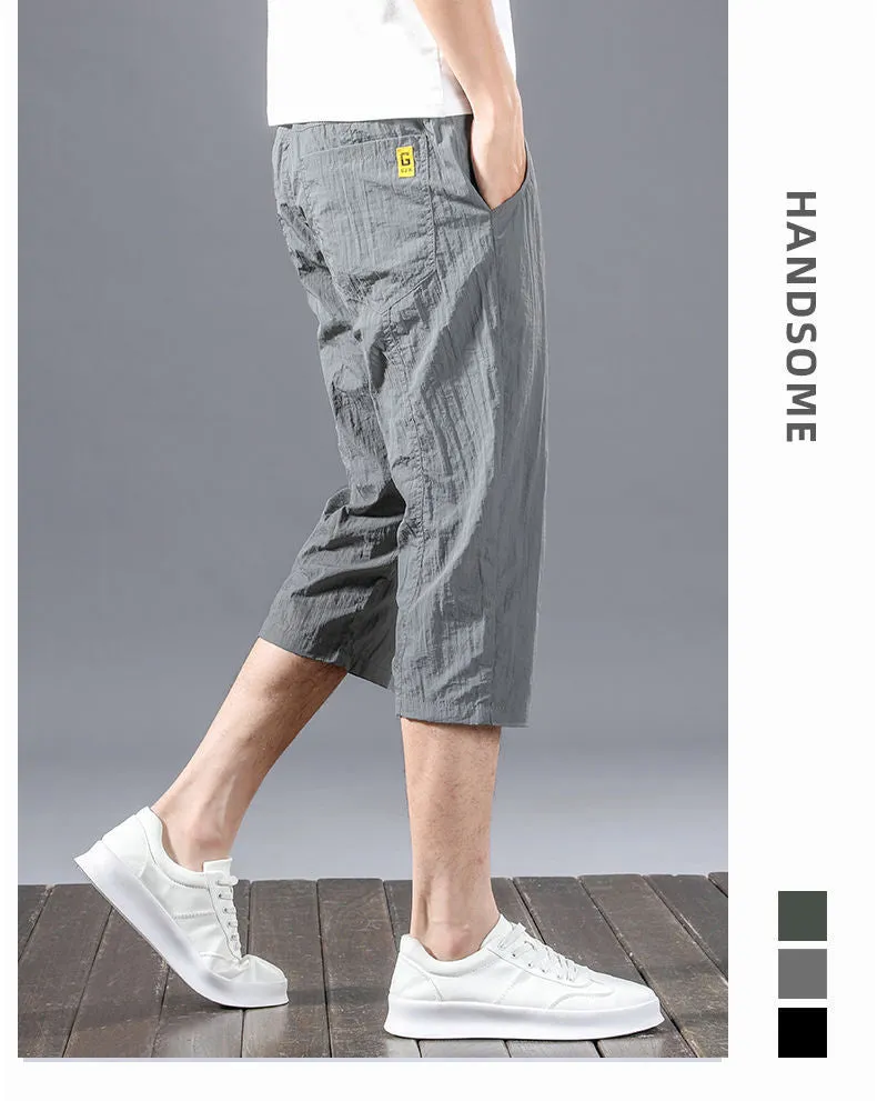 Shorts Men Summer Thin Quick Dry Casual Cropped Pants Straight Minimalist All-Matching Mid-Length Trendy Shorts