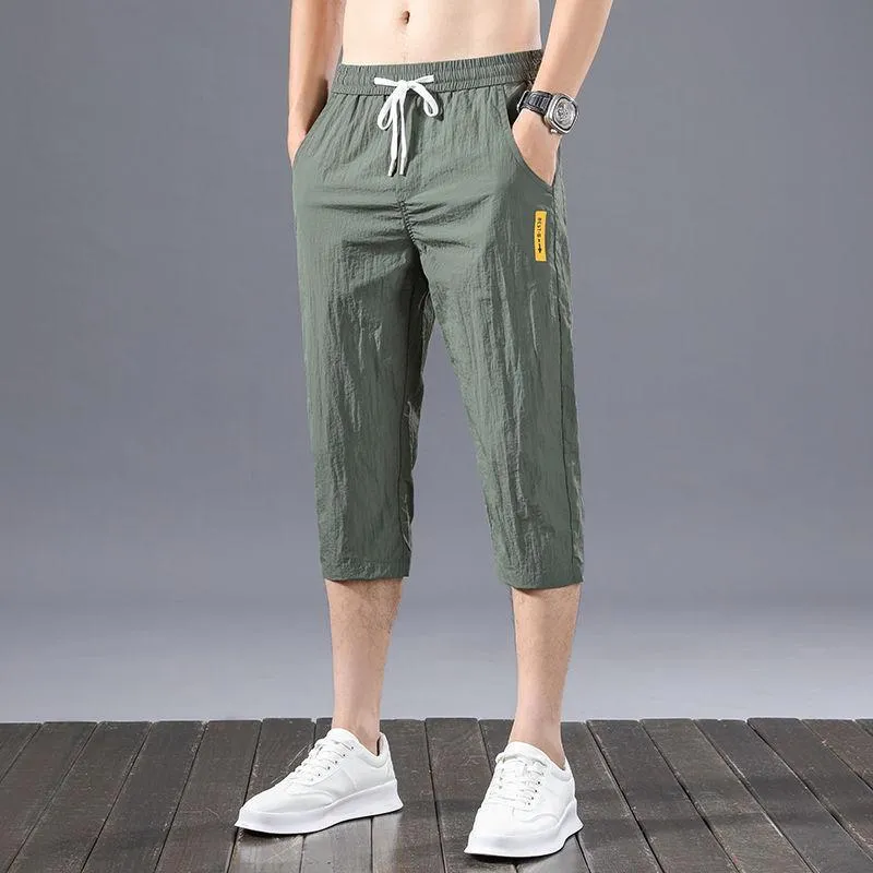 Shorts Men Summer Thin Quick Dry Casual Cropped Pants Straight Minimalist All-Matching Mid-Length Trendy Shorts