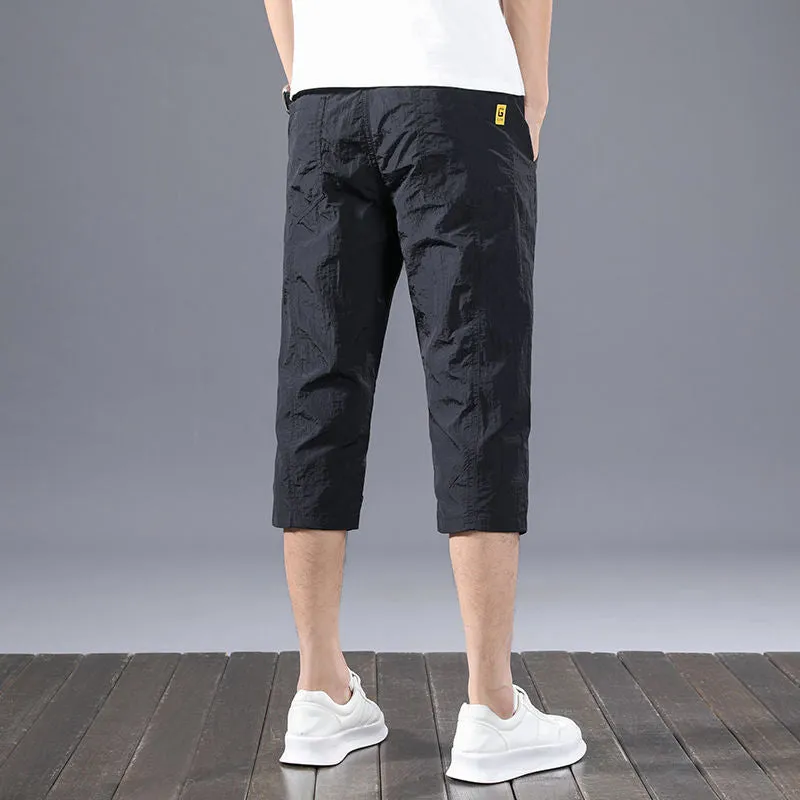 Shorts Men Summer Thin Quick Dry Casual Cropped Pants Straight Minimalist All-Matching Mid-Length Trendy Shorts