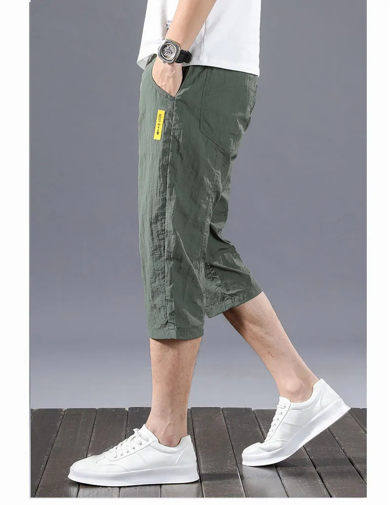 Shorts Men Summer Thin Quick Dry Casual Cropped Pants Straight Minimalist All-Matching Mid-Length Trendy Shorts