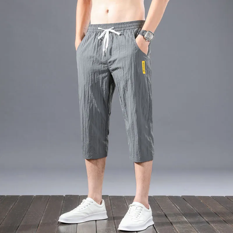 Shorts Men Summer Thin Quick Dry Casual Cropped Pants Straight Minimalist All-Matching Mid-Length Trendy Shorts